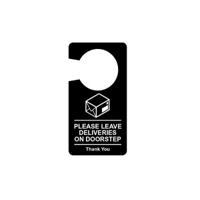 Afbeelding van OriginDesigned Please Leave Deliveries On Doorstep Deur Hanger Sign, Let op, Waterdicht, Geel/Zwart acryl plastic