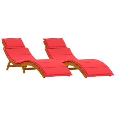 Afbeelding van vidaXL Zonnebank Set van 2 Bruin, Rood Massief acaciahout, Stof