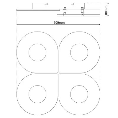 Afbeelding van Näve Smilla LED plafondlamp, wit, metaal, 50x50 cm, CCT afstandsbediening