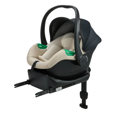 Afbeelding van Kinderkraft MINK PRO 2 i Size 40 87 cm babyzitje, kinderzitje met isofix FX2 basisstation, autostoel van geboorte groep 0+, verstelbare hoofdsteun, inzetstuk voor de jongsten in set, beige