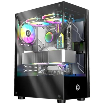 Afbeelding van EMPIRE Gaming (2024 Nieuw) CM 241 PC behuizing ARGB Medium Tower ATX, Micro ATX en ITX 3 ventilatoren 120 mm pins 5 Volt LED RGB adresseerbaar MB Sync Mid Zwart