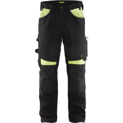 Afbeelding van Blaklader Werkbroek zonder spijkerzakken 1556 1860 Zwart/High Vis Geel
