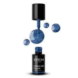 Afbeelding van XFEM UV/LED Hybrid Gellak 6ml. Orion #0170 Blauw, Glitter Glitters Gel nagellak