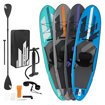 Afbeelding van ECD Germany Opblaasbare Stand Up Paddle Board Set met Kayak Seat, Blauw, 305 x 78 15 cm, gemaakt van PVC, Alu Paddle, Complete Accessoires, SUP Paddling Surfboard Paddleboard