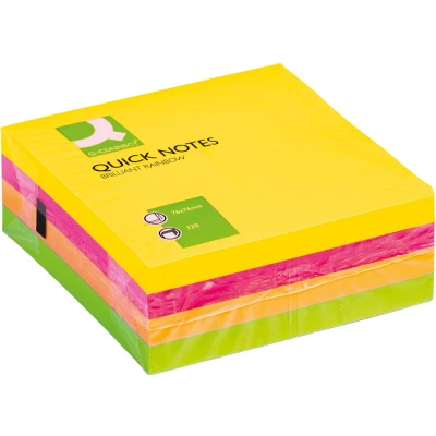 Afbeelding van Q CONNECT Quick Notes, ft 76 x mm, 320 vel, geassorteerde neonkleuren memoblok