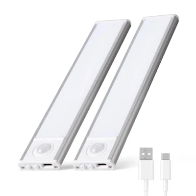 Afbeelding van Onderbouwlamp voor de keuken, led, 20 cm, 2 stuks, onderkastverlichting, draadloos, oplaadbare accu, lichtstrip, USB, kastverlichting keuken