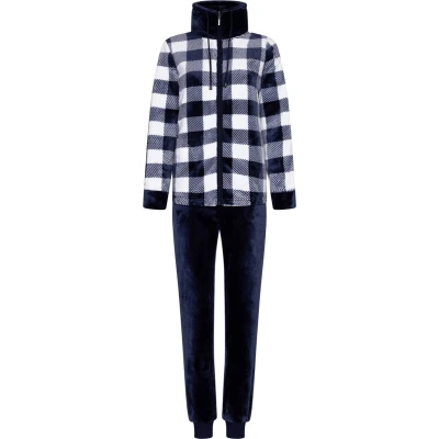Afbeelding van Fleece geruit huispak Rebelle Blauw Maat 46