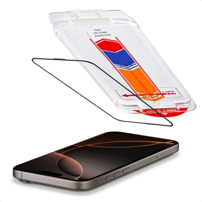 Afbeelding van Accezz Screen protector Geschikt voor iPhone 16 Pro Max glas screenprotector met anti dust applicator