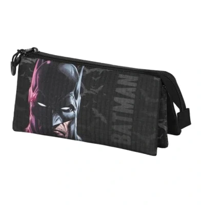 Afbeelding van Batman Face Triple Etui, Zwart, 23 x 11 cm, Eén maat, Drievoudige etui Gezicht