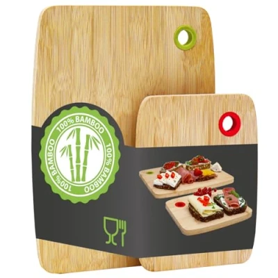 Afbeelding van Set van 2 Bamboe Snijplanken met Kleurcodering 30x22cm Massieve Houten Snijplank