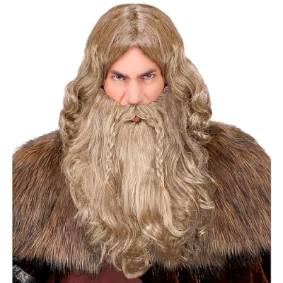 Afbeelding van W WIDMANN MILANO Party Fashion 06345 Vikingpruik met baard en snor, kunsthaar, langharige pruik, Gallier