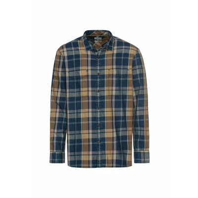 Afbeelding van camel active Controleer hemd Maat menswear M Blauw Bruin