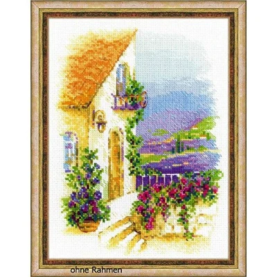 Afbeelding van Riolis Provenienz kruissteek set Provence straat, katoen, meerkleurig, 18 x 24 0,1 cm