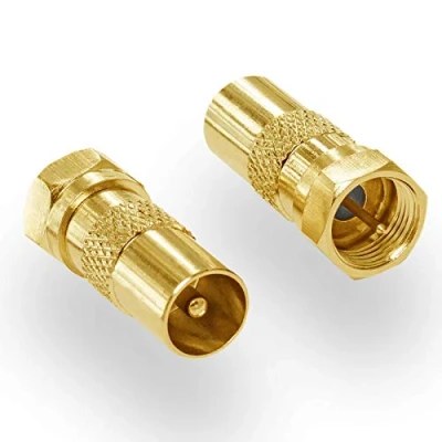 Afbeelding van hb digital 1x SAT antenne adapter: F connector (Satelliet DVB S/S2 mannelijk) naar IEC (Kabel TV C, Terrestrische T2 connector, Coaxiale Verguld.