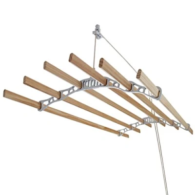Afbeelding van Droogrek Ophangbaar Wit 1.4 meter plafond wasrek