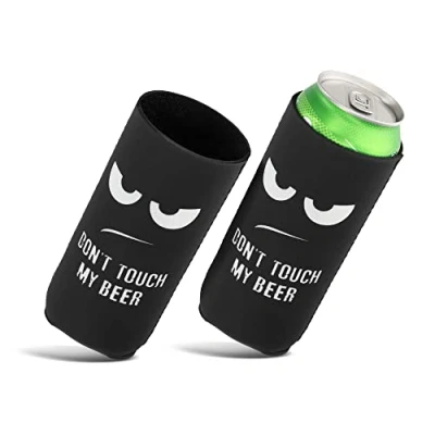 Afbeelding van kwmobile 2x 500ml Can blikjeskoeler Voor bier en frisdrankblikjes Koeler in wit / zwart Don&#039;t Touch my Beer design