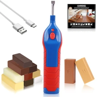 Afbeelding van Laminaat reparatieset, harde was, hout, parket, vinyl, tegels, meubelreparatie, houtkit, houtwax, reparatie, waxkit voor krassen, schade, gat, repareren, werkblad, houten meubels,