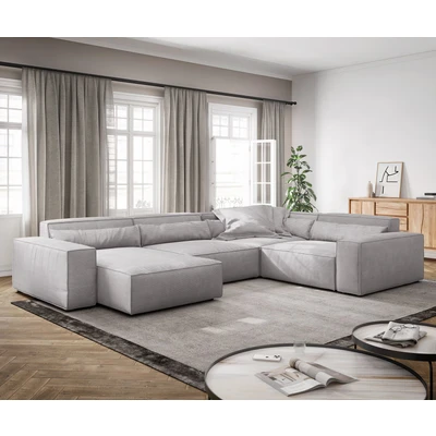 Afbeelding van Woonkamerlandschap Sirpio XL 360x260 cm koord zilvergrijs recamiere variabele