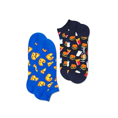 Afbeelding van Happy Socks JUNK FOOD LOW SOCK 2 PACK, blauw, oranje, geel, wit, rood, 4146 EU
