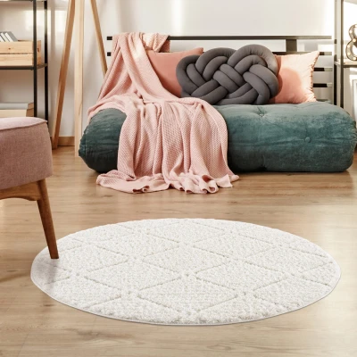 Afbeelding van Vloerkleed Focus Style Hoogpolig Fluffy Scandinavisch Creme rond Polypropyleen 120 cm
