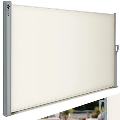 Afbeelding van tillvex® Zijmarkies, 200 x 300 cm, uittrekbaar en ondoorzichtig, inkijkbescherming voor balkon, tuin terras, zijrolgordijn met wandhouder, zonwering van roestvrij staal, luifel, windscherm