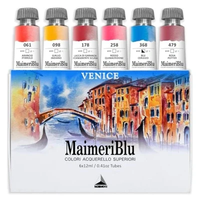 Afbeelding van Maimeri BLU Aquarelverf, Venetië, Karton, Verschillende Kleuren, 6 Stuks à 12 ml, Veelkleurig, ml