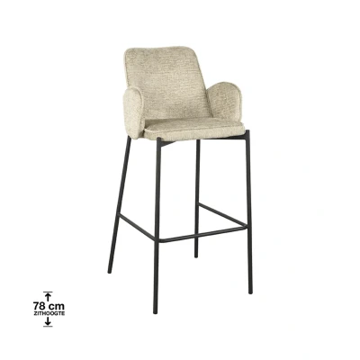 Afbeelding van LABEL51 Barkruk Joni Beige Fluweel Zithoogte 78 cm Majorr
