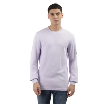 Afbeelding van Calvin Klein Jeans Heren Wafel Ls Tee L/S gebreide tops, Pastel Lila, XXS