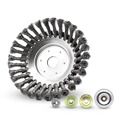 Afbeelding van Viilich onkruidborstel, onkruidtrimmer, bosmaaier, 200 x 25,4 mm, kegel, met 4 adapters, twist onkruidborstel kan onkruid en mos effectief verwijderen (20 cm)