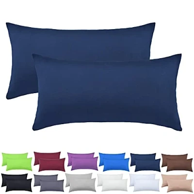 Afbeelding van NatureMark 2 pack jersey kussensloop kussenslopen zijslaper nekkussen vele maten en kleuren OEKO TEX (40 x 80 cm, marineblauw)