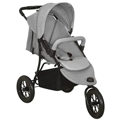 Afbeelding van vidaXL Kinderwagen staal lichtgrijs