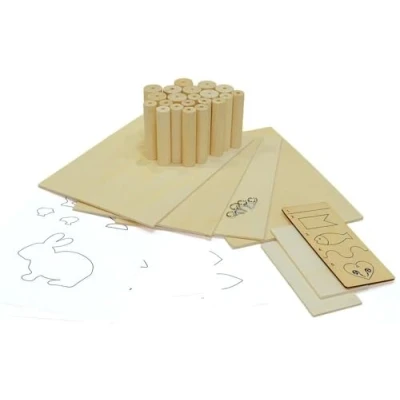 Afbeelding van Materiaalpakket draaien + zagen, PLAYmake/UNIMAT (draaihout, populiermultiplex)