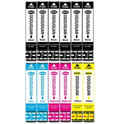 Afbeelding van OGOUGUAN 604XL inktpatronen compatibel met Epson 604 XL voor Expression Home XP 2205 2200 3200 4200 4205 3205 Workforce WF 2930DWF 2910DWF 2950DWF 2935DWF (12 stuks)