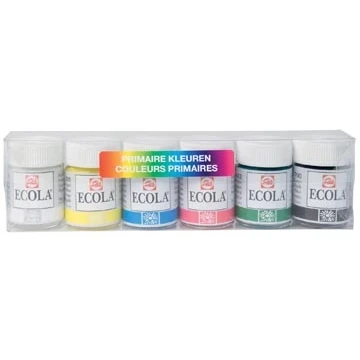 Afbeelding van Talens Ecola plakkaatverf potje van 16 ml, etui met 6 potjes in geassorteerde kleuren