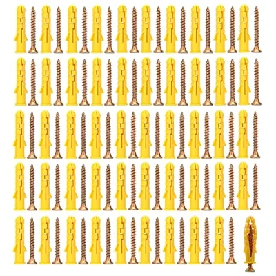 Afbeelding van Assortiment pluggen en schroeven, 100 stuks, 50 paar, set pluggen, gipsplaatpluggen voor bevestiging (M8 x 40 mm)