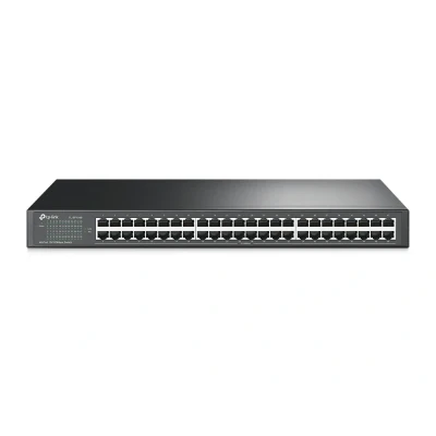 Afbeelding van TP Link SCHAKELAAR 48P 10/100MBPS 19INC H RACK MOUNT STALEN KAST (48 Havens), Netwerkschakelaar, Zwart