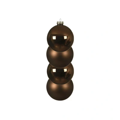Afbeelding van Decoris Kerstballen 4 stuks glas walnoot bruin 10 cm