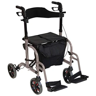 Afbeelding van Aidapt Duo Deluxe Rollator en transport rolstoel in 1 Kleur Zilver Inklapbaar Lichtgewicht Aluminium frame
