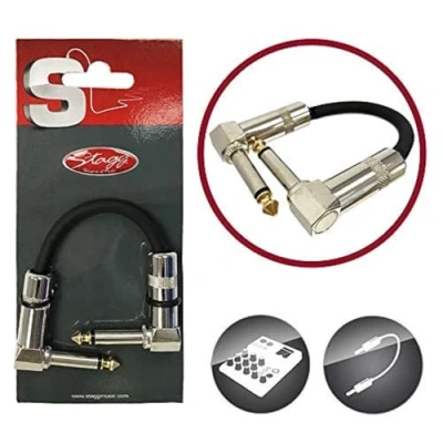 Afbeelding van Stagg SPC010L DL 10cm / 4&quot; dubbel haakse patchkabel, zwart, 0.1m
