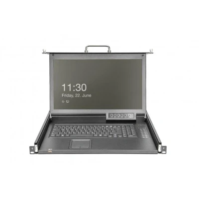Afbeelding van Modulaire HD LCD TFT console met 8 poorts VGA KVM UK toetsenbord Zwart