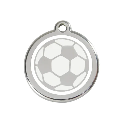 Afbeelding van Soccerball White roestvrijstalen hondenpenning medium/gemiddeld dia. 3 cm RedDingo