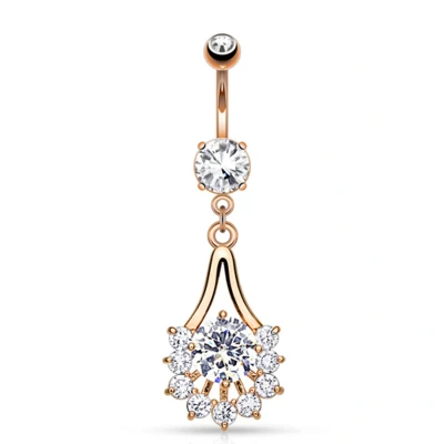 Afbeelding van Navelpiercing waaier gold plated rose kleur
