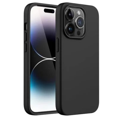 Afbeelding van JETech Siliconen Case voor iPhone 14 Pro 6,1 Inch, Zijdezachte Volledig Lichaam Beschermhoes, Schokbestendige Hoesje met Microvezelvoering (Zwart)
