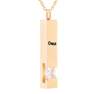 Afbeelding van Luxe Ashanger Met Ketting En Gravering Oma Assieraad Rosegoud Witte Steen As Gedenksieraad Urn Incl. vuller