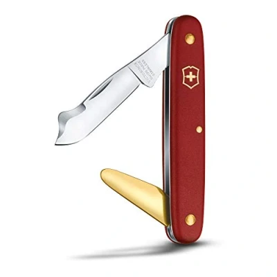 Afbeelding van Victorinox Kombi 2 Okuliermesser, Gartenmesser, Klinge spitz 45 mm, Messing Rindenlöser, rot, 100 mm