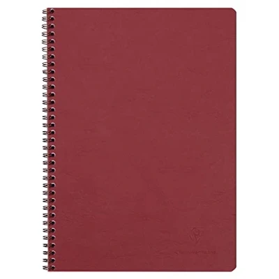 Afbeelding van Clairefontaine 781420C Age Bag Collectie Spiraal Notitieblok A4 21x29,7cm 100Pagina&#039;s Kleine Vierkante Ruitjes Wit Papier 90 g Karton Cover met Gelamineerde Lederen Korrel in Rode Kleur
