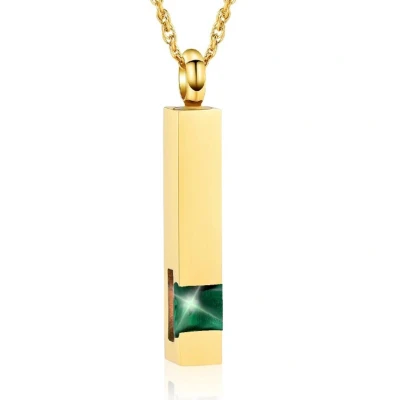 Afbeelding van Luxe Ashanger Met Ketting Assieraad Goudkleurig Groene Steen As Gedenksieraad Urn Incl. vuller