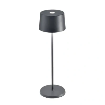 Afbeelding van Zafferano Olivia Pro Tafellamp Oplaadbare Buitenlamp Antraciet Spatwaterdicht (IP65) Bureaulamp Snoerloos Dimbare LED Lamp Draadloos Oplaadstation Terraslamp USB Oplaadbaar 35 cm x Ø11