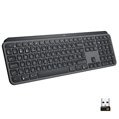 Afbeelding van Logitech Keyboard MX Keys, Wireless, Unifying, Bluetooth, zwart Advanced, Illuminated, DE, Retail