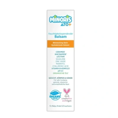 Afbeelding van Minoris ATO+ Hydraterende Balsem Intense Hydratatie &amp; Ondersteuning van de Huidbarrière voor Gevoelige, Zeer Droge Atopische Huid Squalane, Ceramide, Niacinamide, Zinkoxide Goudbesextract pH 5.5 Gebalanceerd 400ml